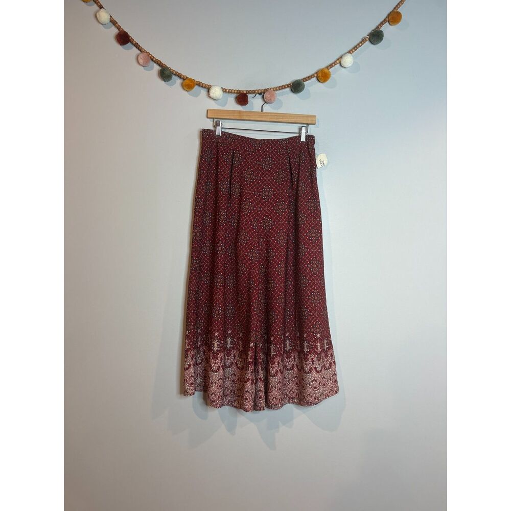 NWT Forever 21 deep red patterned boho wide leg cropped pants